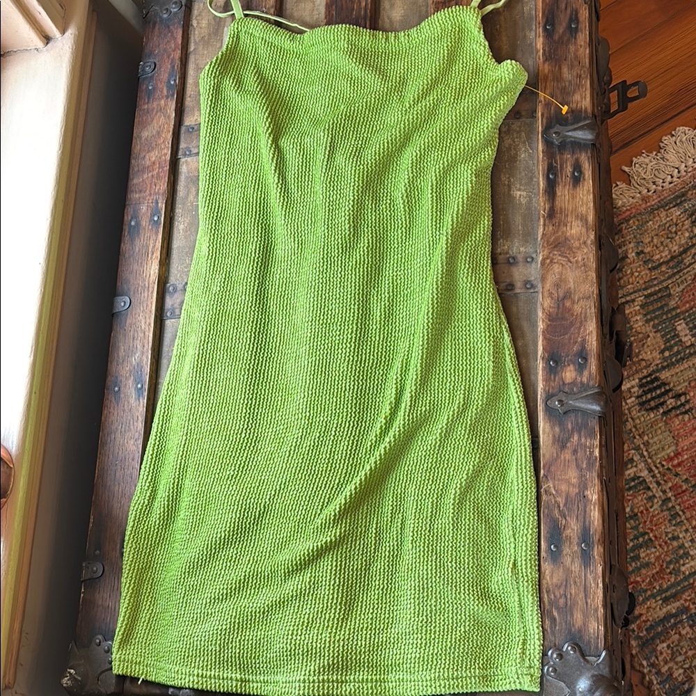 Urban Outfitters Neon Green Spaghetti Strap Mini Dress